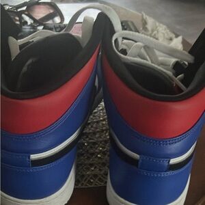 Red and Blue High-Top Sneakers